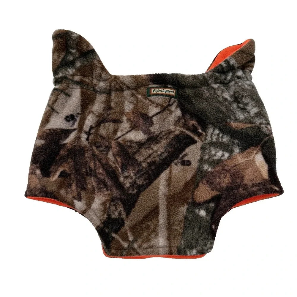 Remington Reversible Fleece Neck Gaiter Camo Orange Winter Ear Flaps Hunting OS